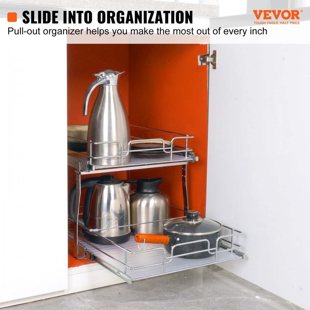 LX-C9275 - Durable 2-Tier Pull-Out Organizer with Adjustable Dividers