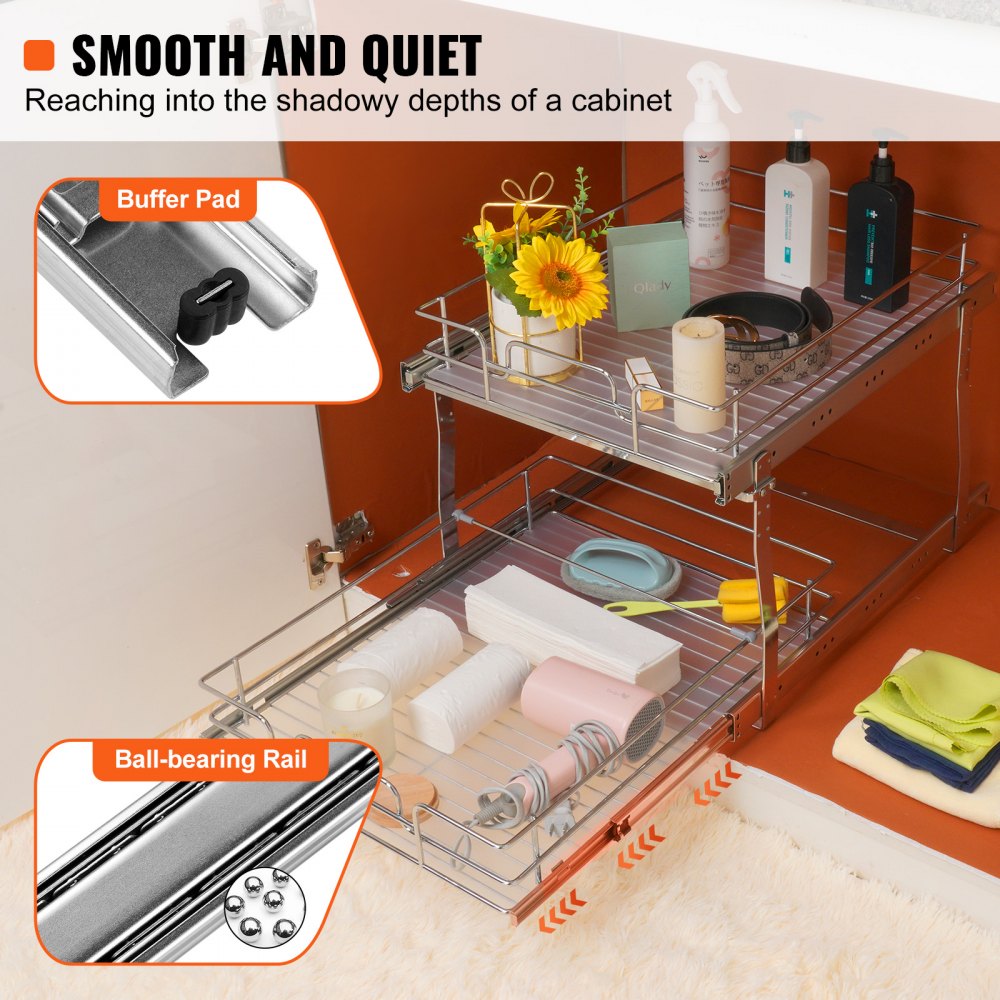 LX-C9275 - Durable 2-Tier Pull-Out Organizer with Adjustable Dividers