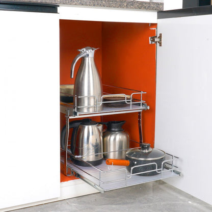 LX-C9275 - Durable 2-Tier Pull-Out Organizer with Adjustable Dividers