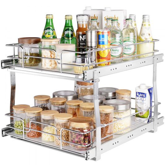 LX-C9275 - Durable 2-Tier Pull-Out Organizer with Adjustable Dividers