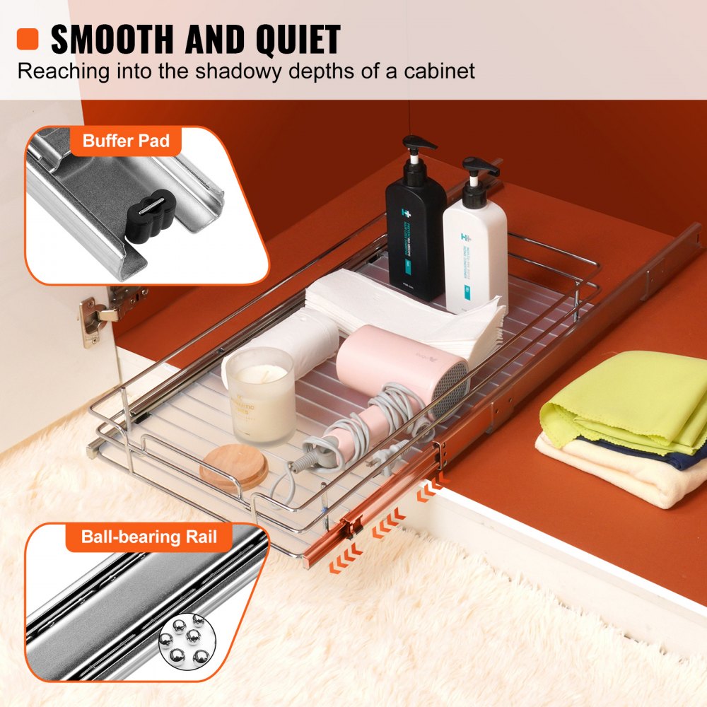 LX-C9139B - Slide-Out Cabinet Organizer for Easy Kitchen & Bathroom Access