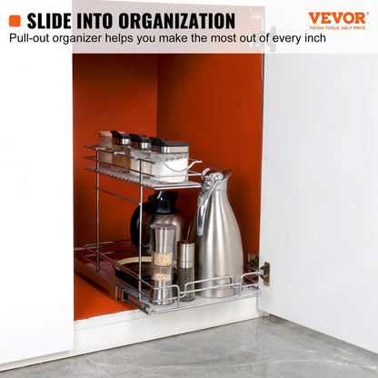 LX-C9138B - 2-Tier 12"W Pull-Out Organizer with Chrome-Plated Steel Design
