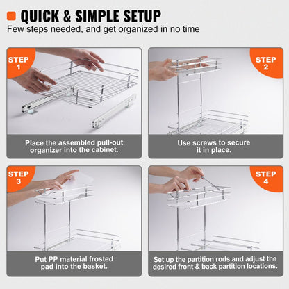 LX-C9138B - 2-Tier 12"W Pull-Out Organizer with Chrome-Plated Steel Design