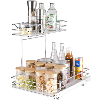 LX-C9138B - 2-Tier 12"W Pull-Out Organizer with Chrome-Plated Steel Design