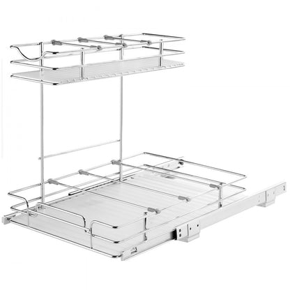LX-C9138B - 2-Tier 12"W Pull-Out Organizer with Chrome-Plated Steel Design