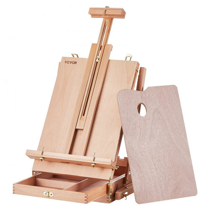 HX-3 - Beechwood French Easel with Adjustable Canvas Holder and Storage