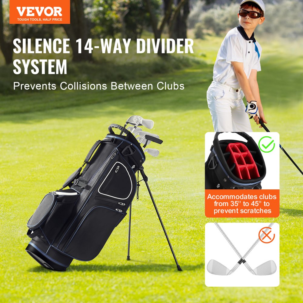 LS-95216 - 14-Way Divider Golf Cart Bag with 11 Pockets - Easy Access