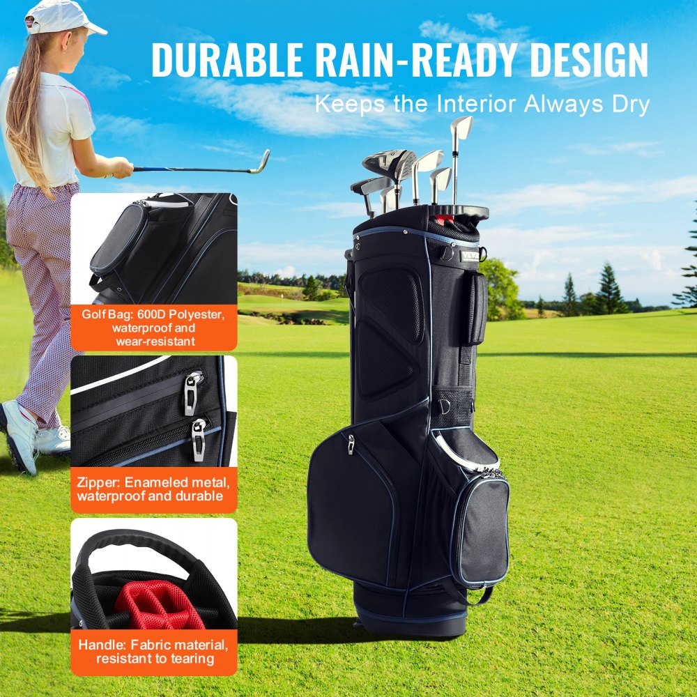 LS-95216 - 14-Way Divider Golf Cart Bag with 11 Pockets - Easy Access