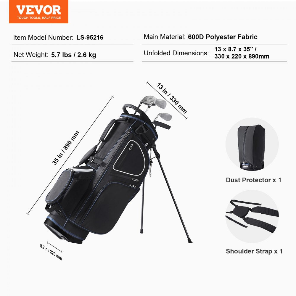 LS-95216 - 14-Way Divider Golf Cart Bag with 11 Pockets - Easy Access