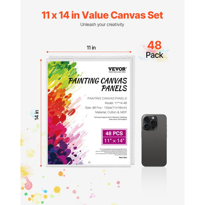 11*14-48 - 48-Pack 11x14" Cotton Canvas Boards for Vibrant Art