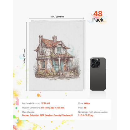 11*14-48 - 48-Pack 11x14" Cotton Canvas Boards for Vibrant Art