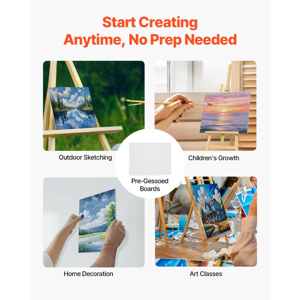 8*10-40 - Durable 8x10 Inch Canvas Boards, 40 Pack, Pre-Treated for Easy Painting