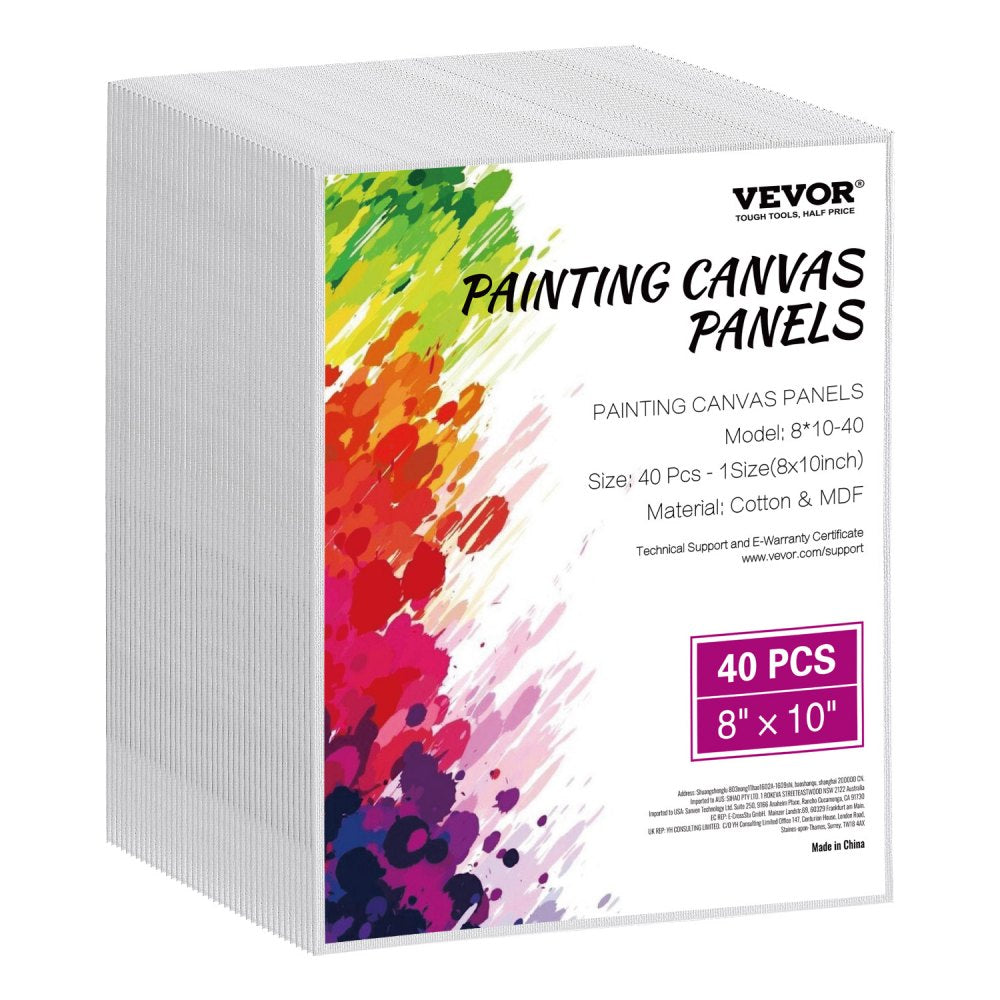 8*10-40 - Durable 8x10 Inch Canvas Boards, 40 Pack, Pre-Treated for Easy Painting