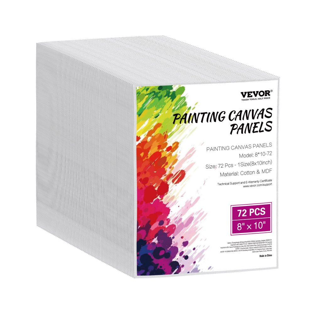 8*10-72 - 72-Pack 8x10" Cotton Canvases, Pre-Treated for All Mediums
