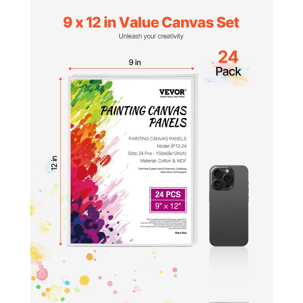 9*12-24 - Set of 24 Premium 9x12" Canvas Boards for Artists