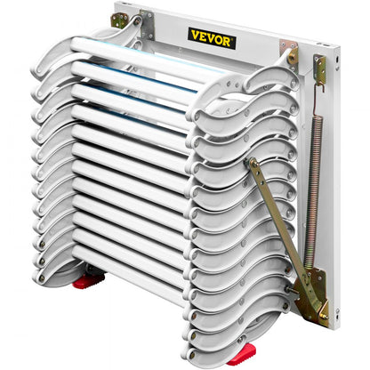 010378770728 - 12-Step Retractable Attic Ladder, Supports 660 lbs, 11.2 ft Reach