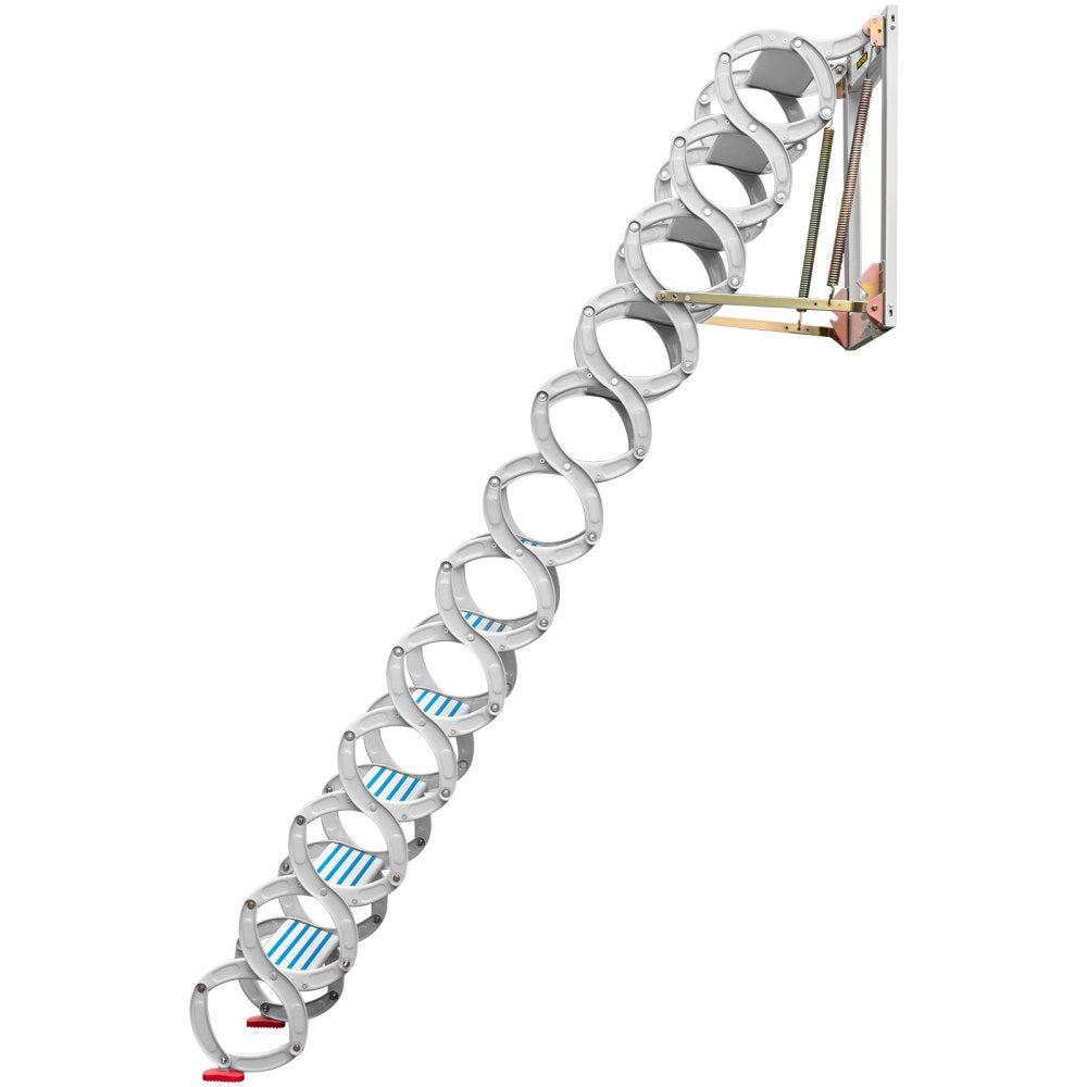 010378770728 - 12-Step Retractable Attic Ladder, Supports 660 lbs, 11.2 ft Reach