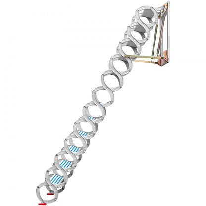 010378770728 - 12-Step Retractable Attic Ladder, Supports 660 lbs, 11.2 ft Reach