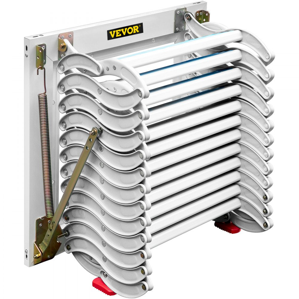 010378770728 - 12-Step Retractable Attic Ladder, Supports 660 lbs, 11.2 ft Reach