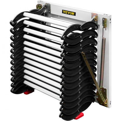 010180990758 - Space-Saving 12-Step Attic Ladder, 11.2ft Retractable Design