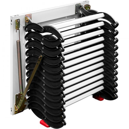 010180990758 - Space-Saving 12-Step Attic Ladder, 11.2ft Retractable Design