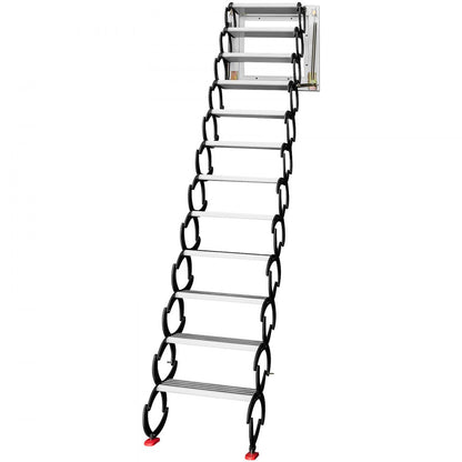 010180990758 - Space-Saving 12-Step Attic Ladder, 11.2ft Retractable Design