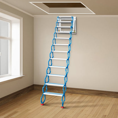 010351927960 - 12-Step Retractable Attic Stairs, 660 lbs Capacity, Space-Saving Design