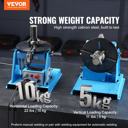 HD-10 - VEVOR 20W Rotary Welding Positioner with 3-Jaw Chuck and 11 lbs Capacity
