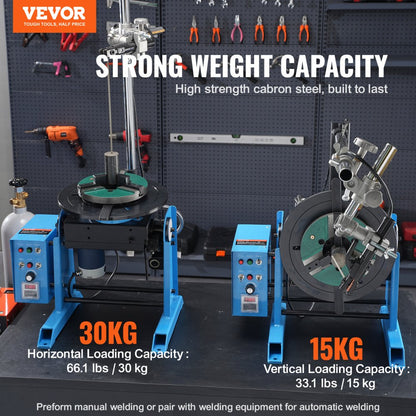 HD-30 - VEVOR 80W Rotary Welding Positioner, 33.1 lbs Capacity, 1-12 RPM