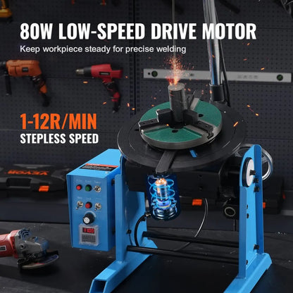 HD-30 - VEVOR 80W Rotary Welding Positioner, 33.1 lbs Capacity, 1-12 RPM