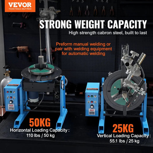 HD-50 - 12.4-Inch Rotary Welding Positioner with Adjustable Tilt and 120W Motor