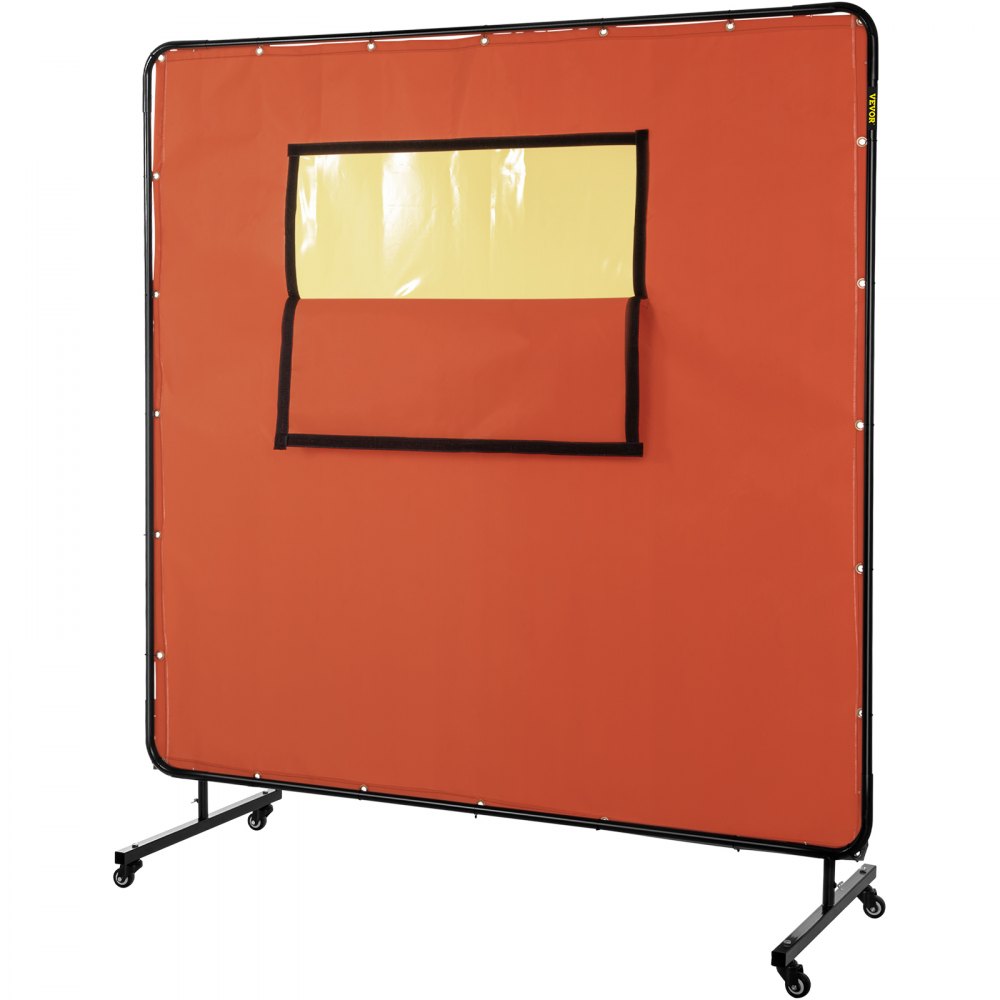 VV-WC-66R - 6' x 6' Fireproof Welding Curtain with Wheels