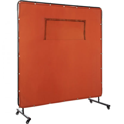 VV-WC-66R - 6' x 6' Fireproof Welding Curtain with Wheels