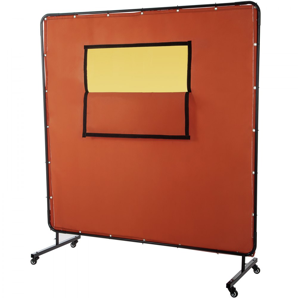 VV-WC-66R - 6' x 6' Fireproof Welding Curtain with Wheels