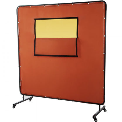 VV-WC-66R - 6' x 6' Fireproof Welding Curtain with Wheels