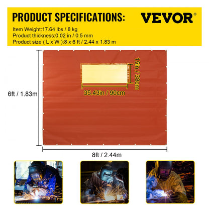 VV-WC-68R - 6' x 8' Flameproof Welding Curtain with Wheels