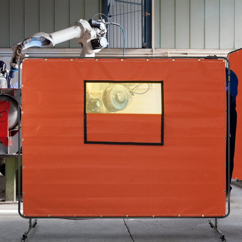 VV-WC-68R - 6' x 8' Flameproof Welding Curtain with Wheels