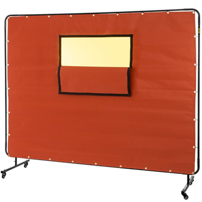 VV-WC-68R - 6' x 8' Flameproof Welding Curtain with Wheels