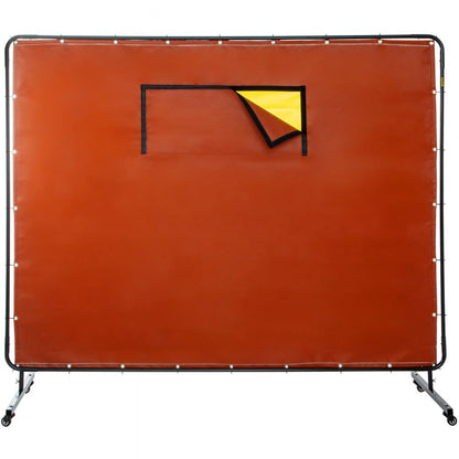 VV-WC-68R - 6' x 8' Flameproof Welding Curtain with Wheels