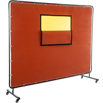 VV-WC-68R - 6' x 8' Flameproof Welding Curtain with Wheels