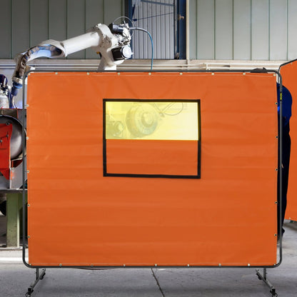 VV-WC-68Y - Durable 6'x8' Welding Curtain with Transparent Window