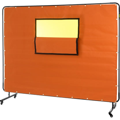 VV-WC-68Y - Durable 6'x8' Welding Curtain with Transparent Window