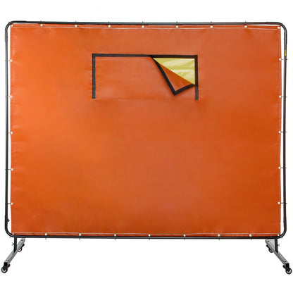 VV-WC-68Y - Durable 6'x8' Welding Curtain with Transparent Window