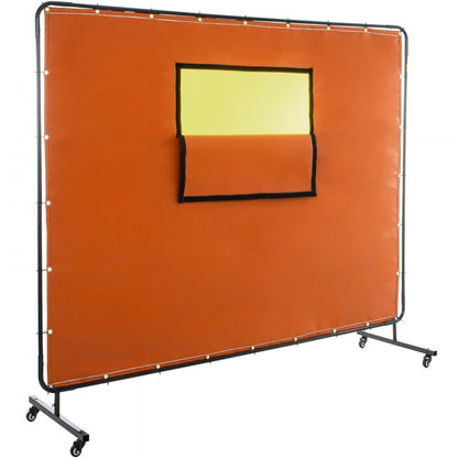 VV-WC-68Y - Durable 6'x8' Welding Curtain with Transparent Window
