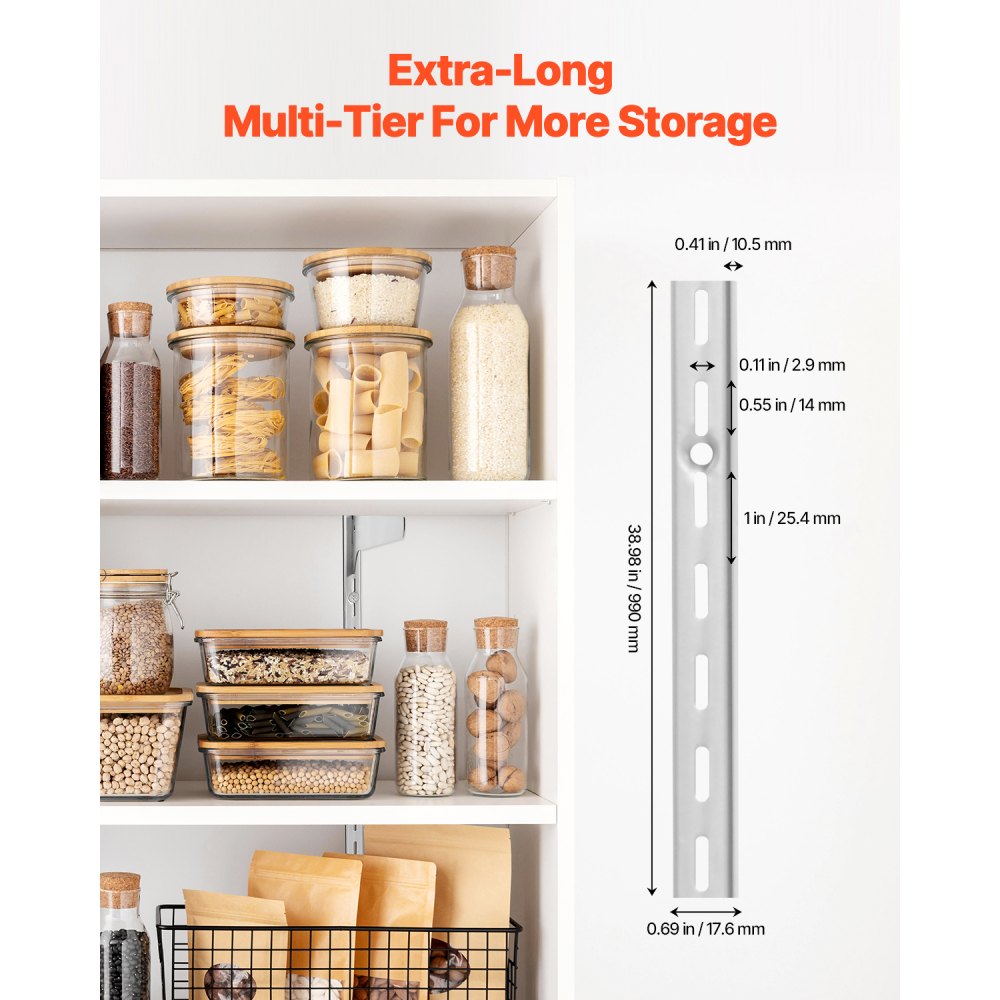 DCLZ01 - Heavy-Duty 39-Inch Adjustable Steel Shelf Track System