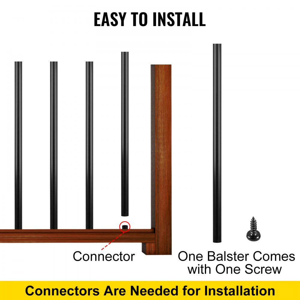 010893633742 - 32" Metal Deck Balusters, Black Aluminum with Screws