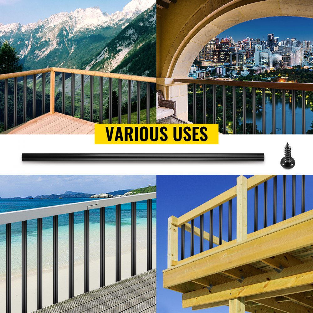 010351824600 - 36" Black Aluminum Deck Balusters, Stylish & Durable