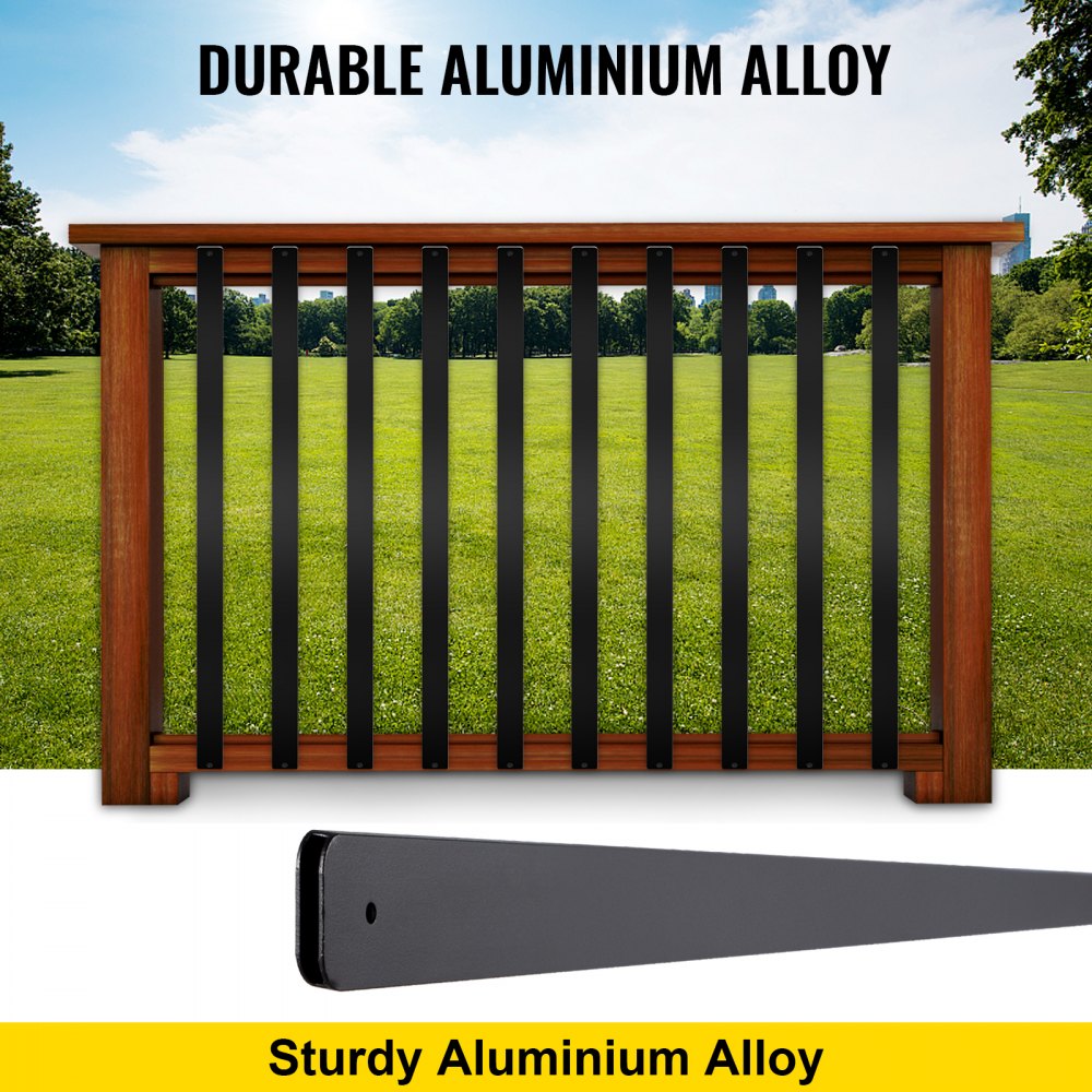 010821649388 - Modern Black Aluminum Deck Balusters, Easy Installation