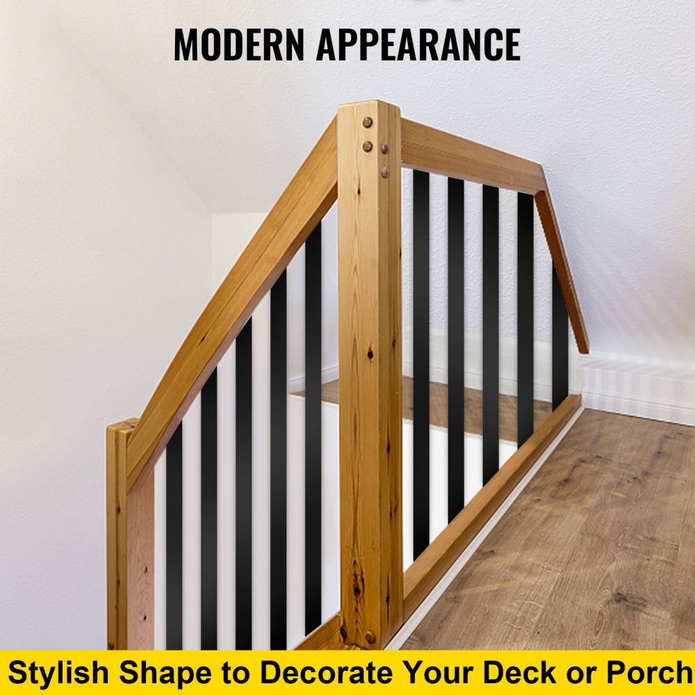 010821649388 - Modern Black Aluminum Deck Balusters, Easy Installation