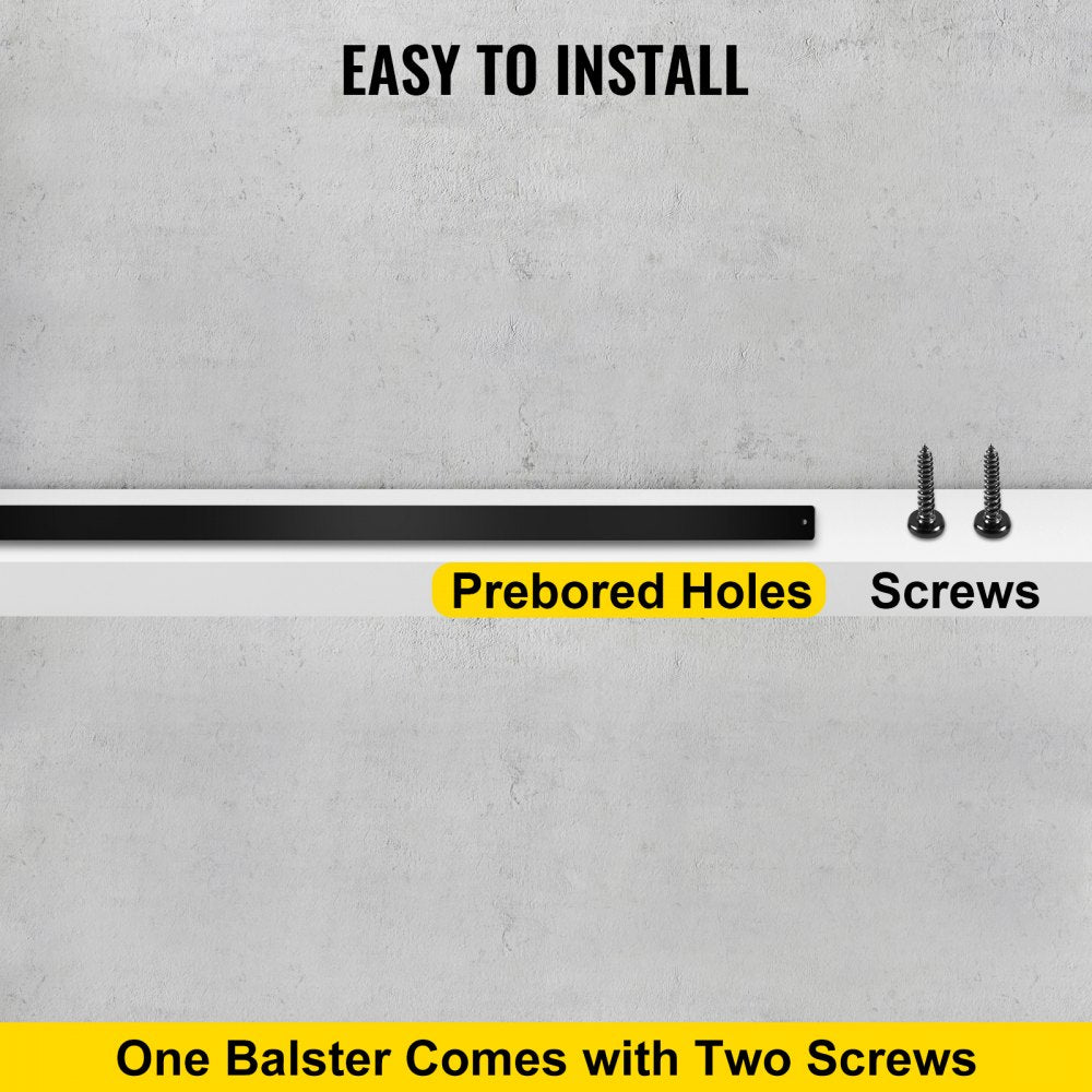010821649388 - Modern Black Aluminum Deck Balusters, Easy Installation